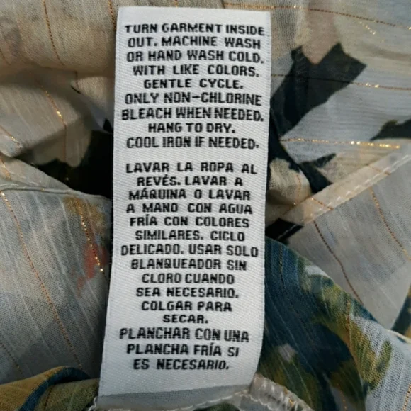 Zac & Rachel Metallic Sheer Floral Ruffle Blouse Size M NWT - Picture 8 of 10